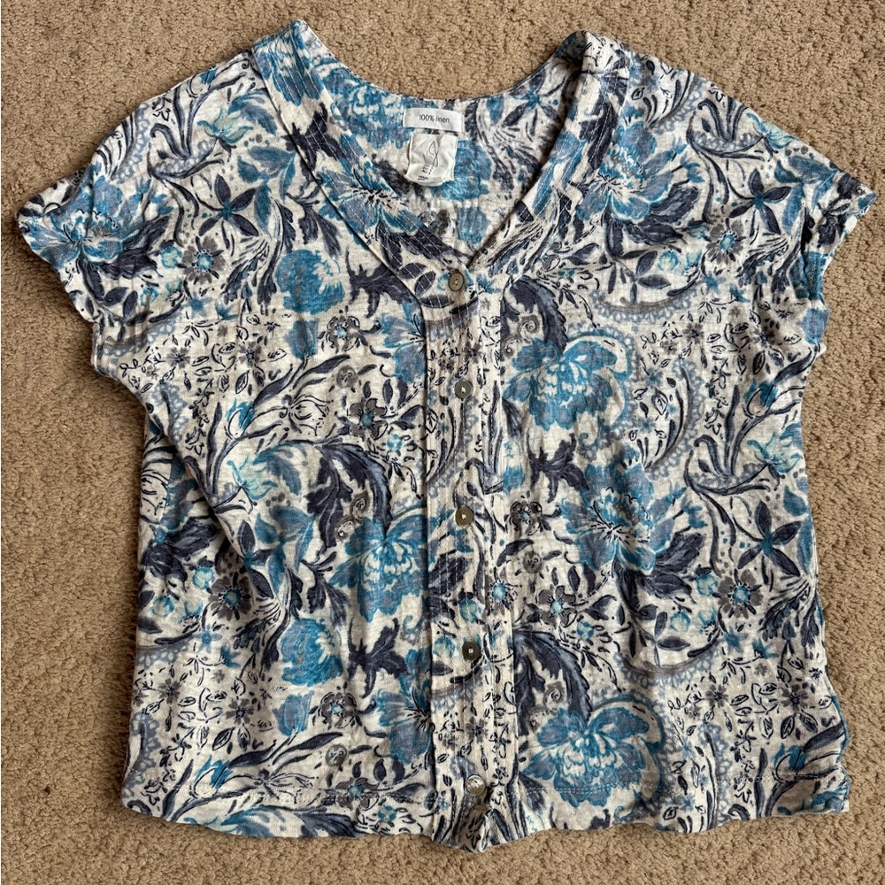 Joie Blue and White Floral Blouse